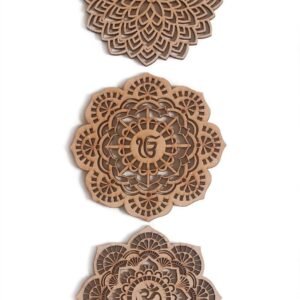 URA Mandala art combo pack of 03 items. Size of each item is 8 inch x 8 inch x 4mm thickness.