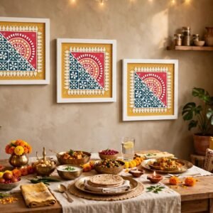 URA wall decor frame combo pack of 03 frames with traditional Kutchi lippan art