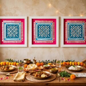 URA traditional Kutchi lippan art wall decor frame combo pack of 03 frames