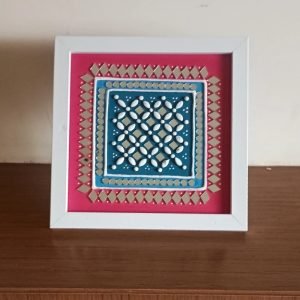 URA Wall decor frame with traditional Kutchi lippan art of Mud and mirror work.